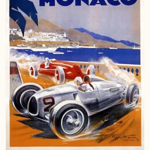 Vintage Monaco Automobile Race Poster