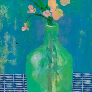 Bouquet Of Wild Flowers In A Green Bottle
