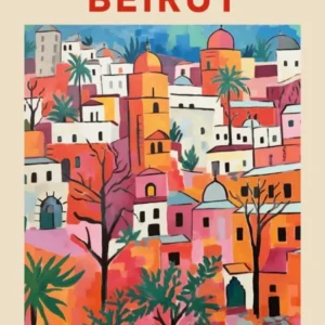 Beirut Lebanon 2 Fauvist Travel Poster