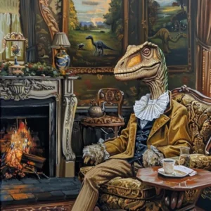 Dinosaur In A Victorian House Painting 1