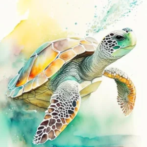 Hatching Sea Turtle, Sea Turtle Storybook Watercolours 1