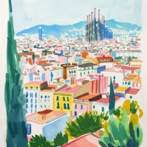 Travel Poster Happy Places Barcelona 4