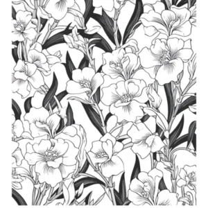 Freesia B&W Vintage Botanical Poster