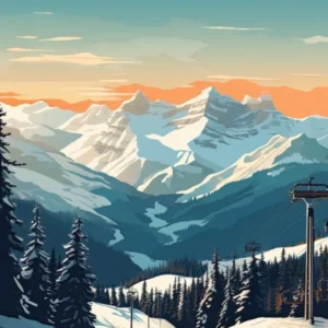 Banff Sunshine Village Alberta, Canada Colorado, Usa, Ski Resort Illustration 0 Simple Style