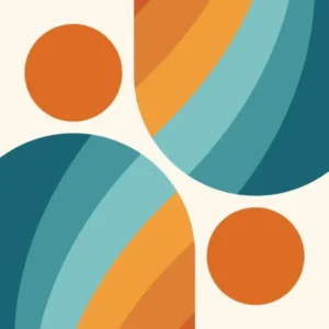 Mid Century Modern Geometric Arch A2 In Sage Teal Orange 01