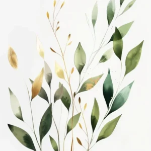 Green Leaves On A White Background 1