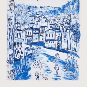 Florence Italy Blue Drawing Poster