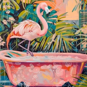 Flamingo In Bathtub Print, Bathroom Wall Art, Pink Flamingo Wall Art, Funny Bathroom Decor, Funny Bathroom, Pink Flamingo Poster