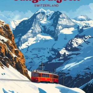 Jungfraujoch Switzerland Bernese Alps Digital Travel Illustration