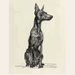 Manchester Terrier Dog Line Sketch 2 Poster