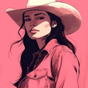 Cowgirl Portrait Illustration Pink