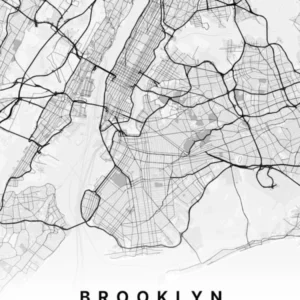 Brooklyn New York USA White Map