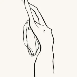 Minimal Black Female Line Drawing Looking Up