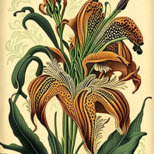 Tiger Lily 1 Floral Botanical Vintage Poster Flower