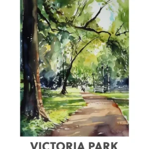 Victoria Park, London 3 Watercolour Travel Poster