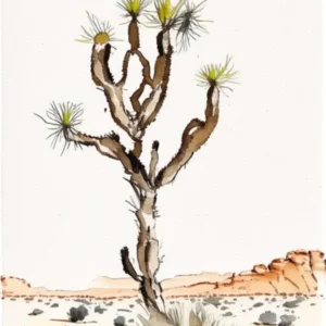 Joshua Tree In Desert Minimilist Watercolour (1)