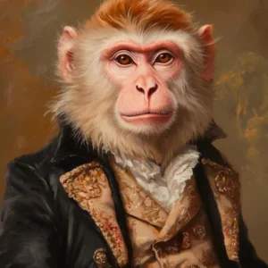 Victorian Animal Portrait, Royal Monkey Vintage Print, Renaissance Animal Print, Dressed Animal Alteredable, Animal Lover Gift