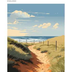 The Norfolk Coast Path England 1 Hiking Trail Landscape Poster