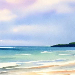 Montauk Beach, New York Watercolour