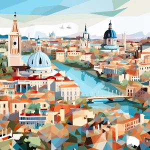 Seville, Spain, Geometric Illustration 1 Poster