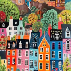 Kitsch Colourful Edinburgh Cityscape 1