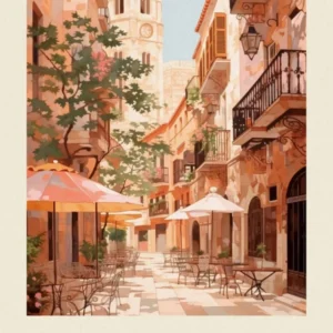 Palma De Mallorca Spain 1 Vintage Pink Travel Illustration Poster