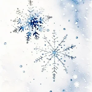 Snowflakes In The Snow, Snowflakes Minimalist Watercolour 2