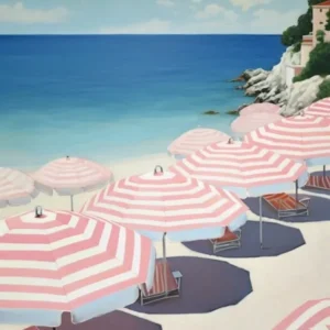 Striped Pink And White Beach Umbrellas In Italy 2