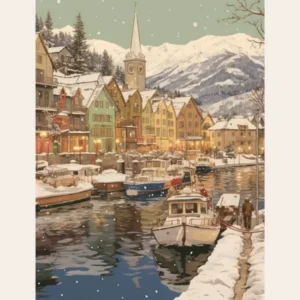 Vintage Winter Poster Troms Norway 1