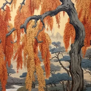 Weeping Willow 1 Vintage Autumn Tree Print