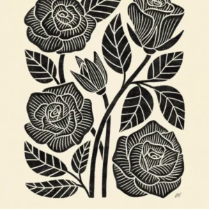 Rustic June Birth Flower Rose Black Cream