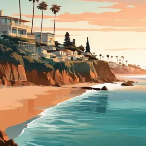 Laguna Beach California Mediterranean Style Illustration 2