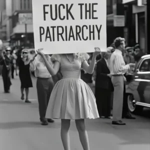 Fuck The Patriarchy Wall Art, Vintage Woman Protest Print, Vintage Girl Power, Feminist Poster, Black And White Print, Retro Wall Decor