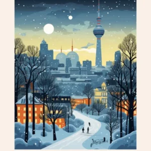 Winter Night Travel Poster Berlin Germany 2
