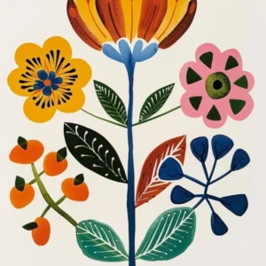 Painted Florals Peacock Flower 3