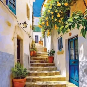 Mediterranean Lemon Trees, Citrus, Wall, Lemon Trees, Mediterranean Art, Mediterranean Home Decor.1