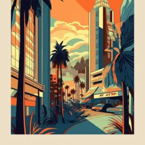 Los Angeles 3 Vintage Travel Poster