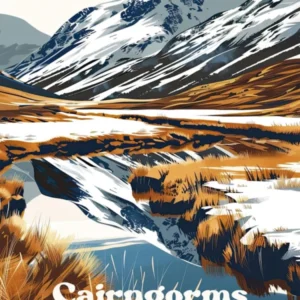 Cairngorms National Park Mountain Travel Art Illustration