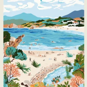 Poster Of Elafonisi Beach, Crete, Greece, Matisse And Rousseau Style 1