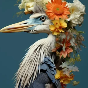 Bird With A Flower Crown Great Blue Heron 1