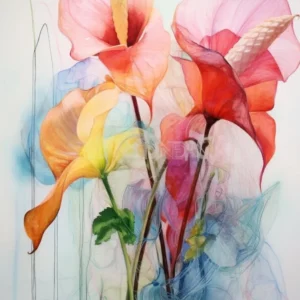 Abstract Flower Painting Flamingo Flower