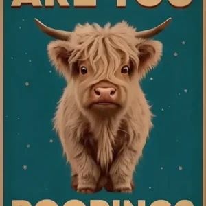 ARE YOU POOPING? Bathroom Art Cute Highland Cow