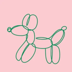 Contemporary Line Drawing Dog Pink