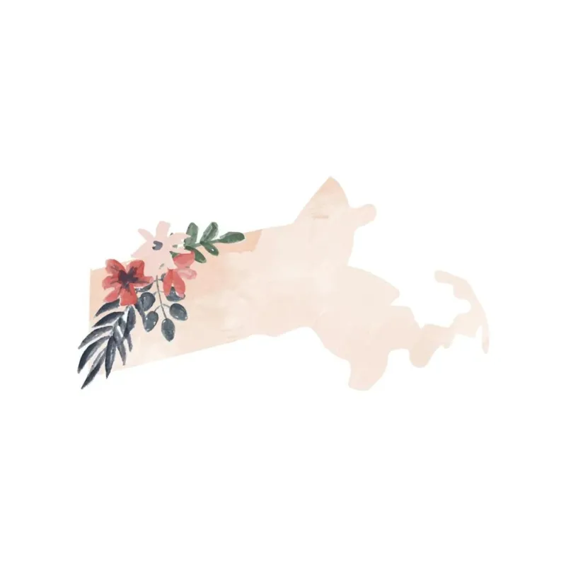Massachusetts Watercolor Floral State