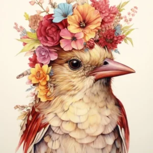 Bird With A Flower Crown Sparrow 3
