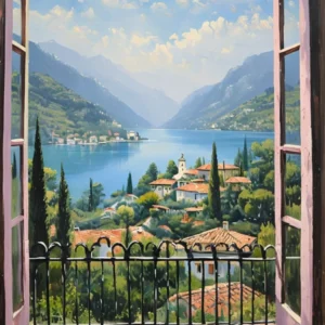 Henri Matisse Style Print - Open Window Fauvism Wall Art - Mediterranean Lake Como Scene - Colorful Art for Modern Home Decor
