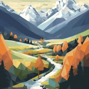 The Alps Geometric Vector Illustration 5 Poster
