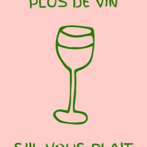 Wine Glass Kitchen Poster Pink & Green