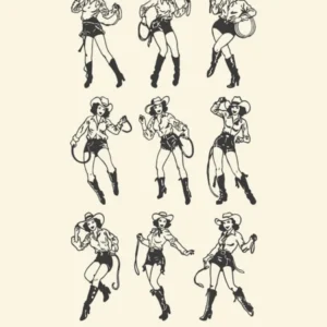 Wild West Cowgirl Dancing Poster, Horseback Riding Wall Art, Western Rodeo Decor, Country Music Print