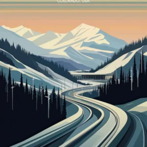 Poster Of Vail Mountain Resort Colorado, Usa, Ski Resort Illustration 1